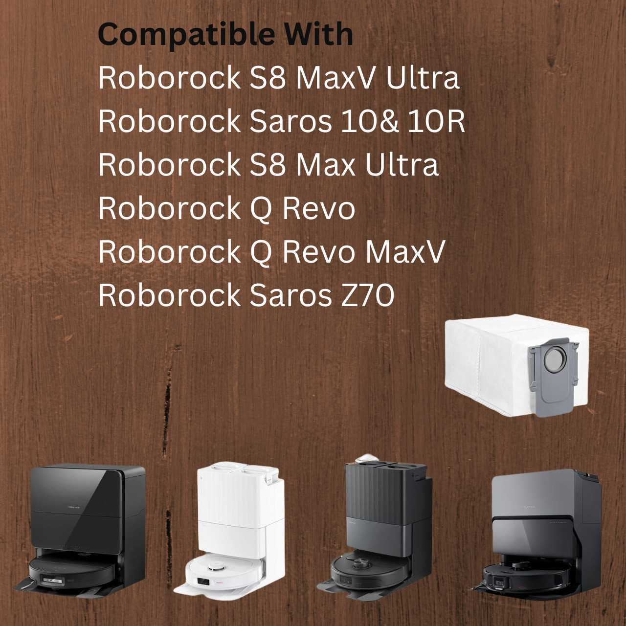 6-Pack Replacement Dust Bags for Roborock S8 MaxV Ultra, S8 Max Ultra, Qrevo & Saros Series Robot Vacuums - Image 5