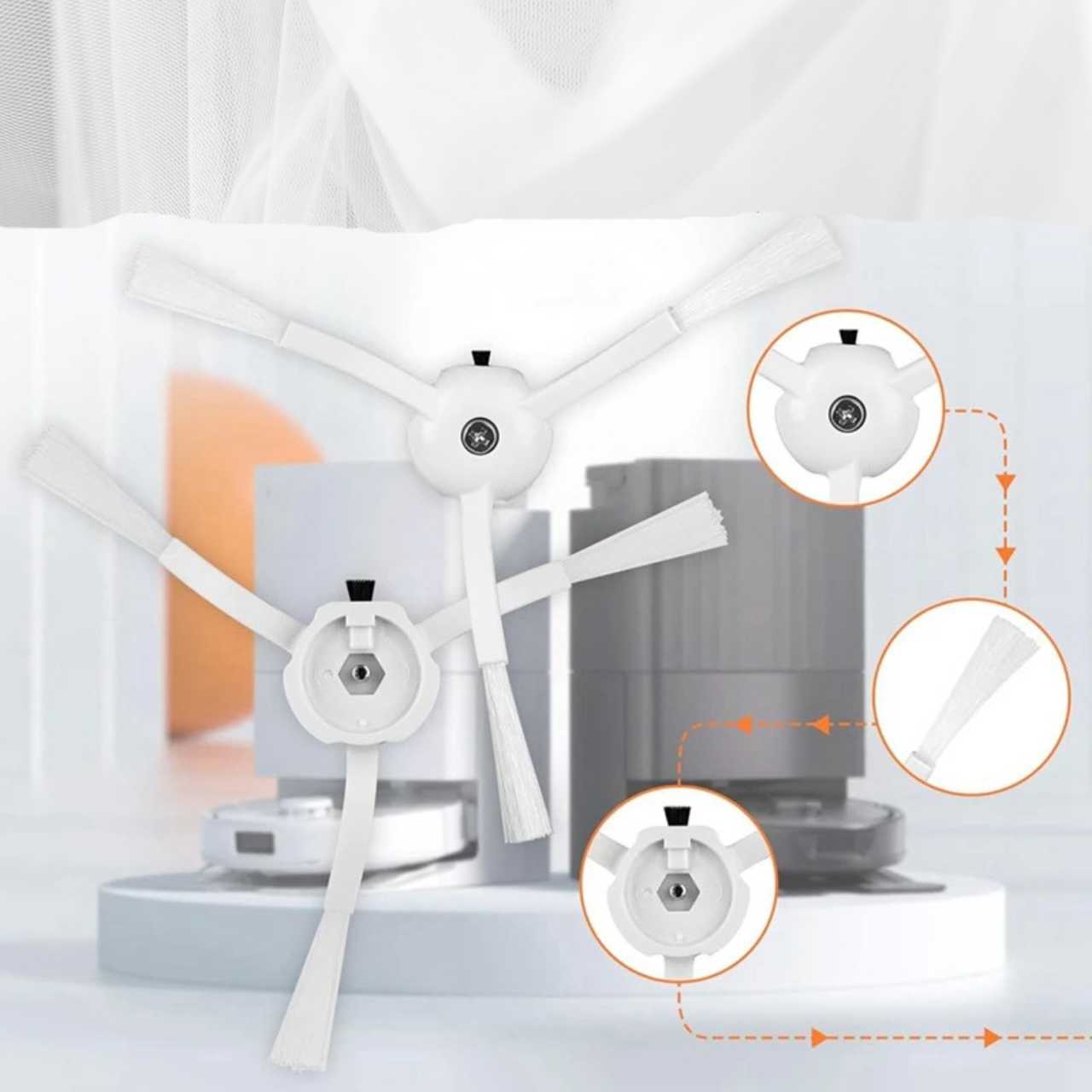 8-Pack White Side Brush Replacements for Roborock S8, S7, S6, S5, Q5, Q7, Q8 & Qrevo Series Robot Vacuums - Image 3